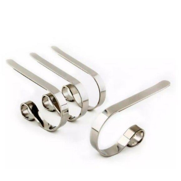 Mantle Clip Stocking Holder Chrome Silver Set of 4 MC0404 Haute Decor New - Picture 3 of 5